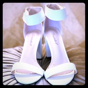 Lovely white ankle strap sandals